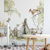 Deuxième vue du papier peint forêt enchantée n°3 dans une chambre d'enfant
