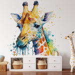Papier peint panoramique girafe mignon illustré, dans une chambre d'enfant