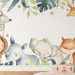 Deuxième vue du papier peint jungle animaux ballade dans une chambre d'enfant