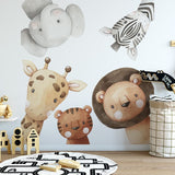 Papier peint panoramique jungle copains illustré, dans une chambre d'enfant