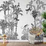 Papier peint panoramique jungle n°1 illustré, dans une chambre adulte