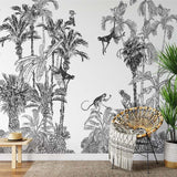 Papier peint panoramique jungle n°1 illustré, dans une chambre adulte