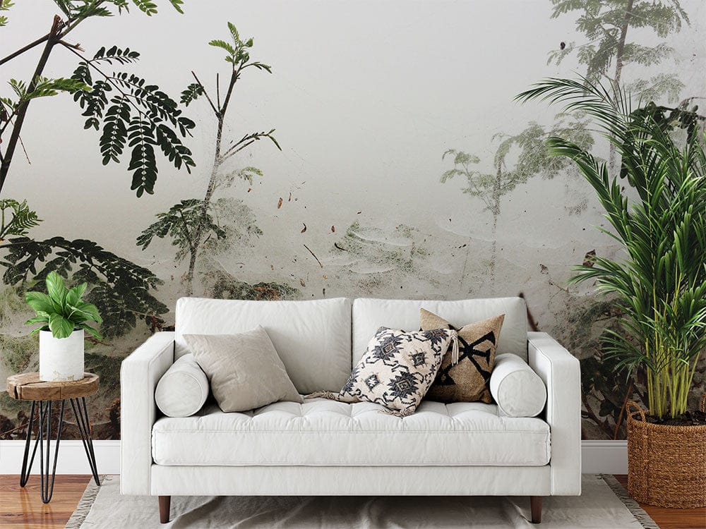 Papier peint panoramique jungle n°11 illustré, dans une chambre adulte