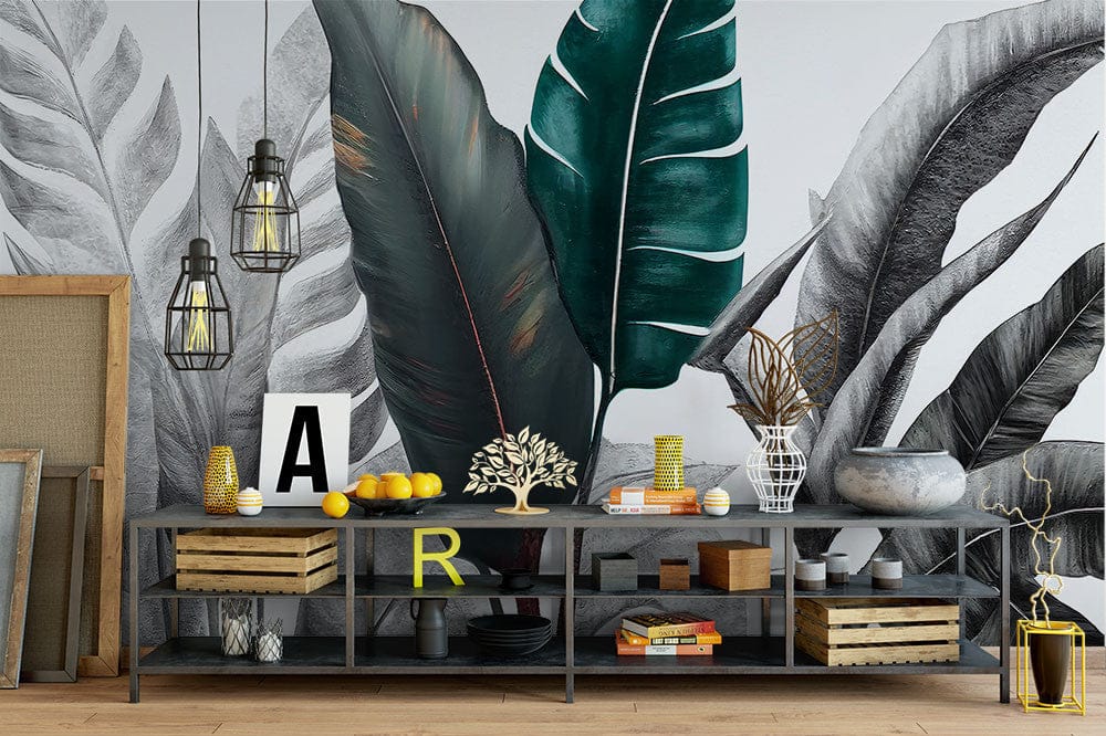 Papier peint panoramique jungle n°13 illustré, dans une chambre adulte