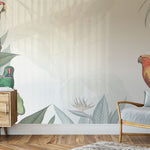 Papier peint panoramique jungle n°2 illustré, dans une chambre adulte
