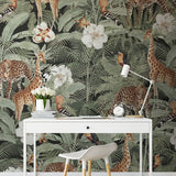 Papier peint panoramique jungle n°3 illustré, dans une chambre adulte