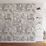 Papier peint panoramique jungle n°4 illustré, dans une chambre adulte