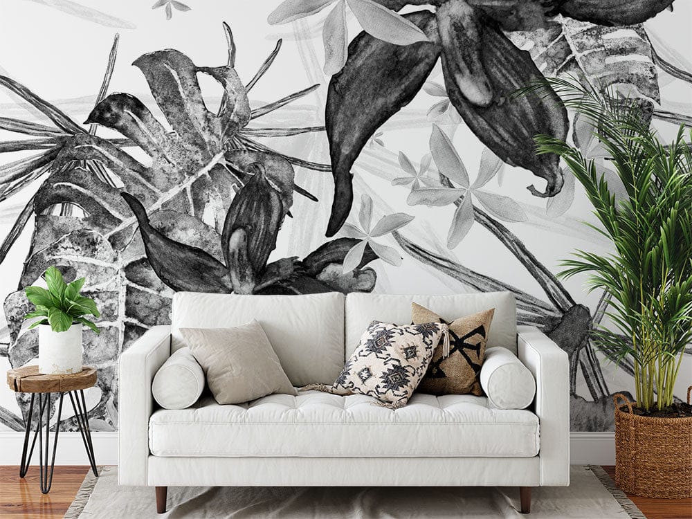 Papier peint panoramique jungle n°7 illustré, dans une chambre adulte