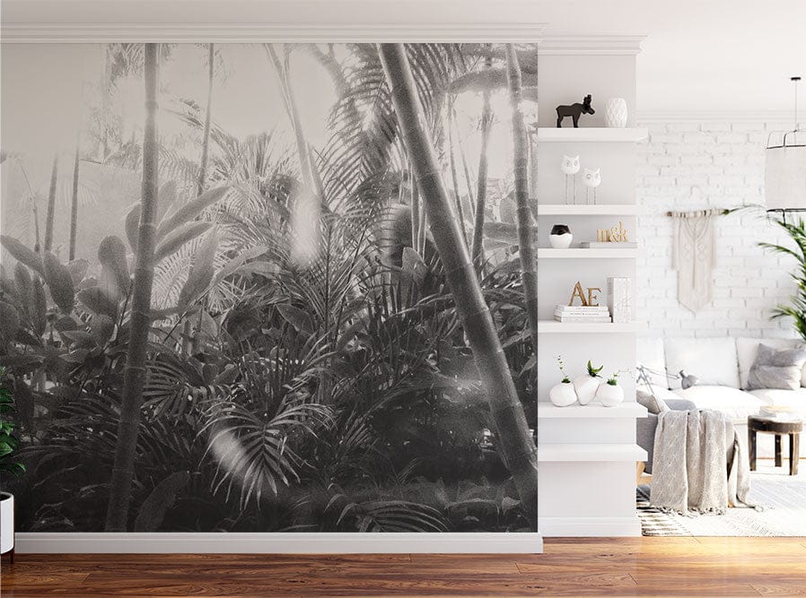 Papier peint panoramique jungle n°9 illustré, dans une chambre adulte