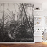 Papier peint panoramique jungle n°9 illustré, dans une chambre adulte