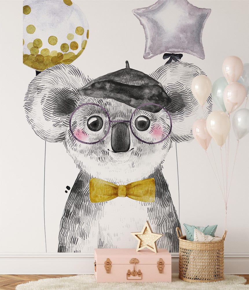 Deuxième vue du papier peint koala dans une chambre d'enfant
