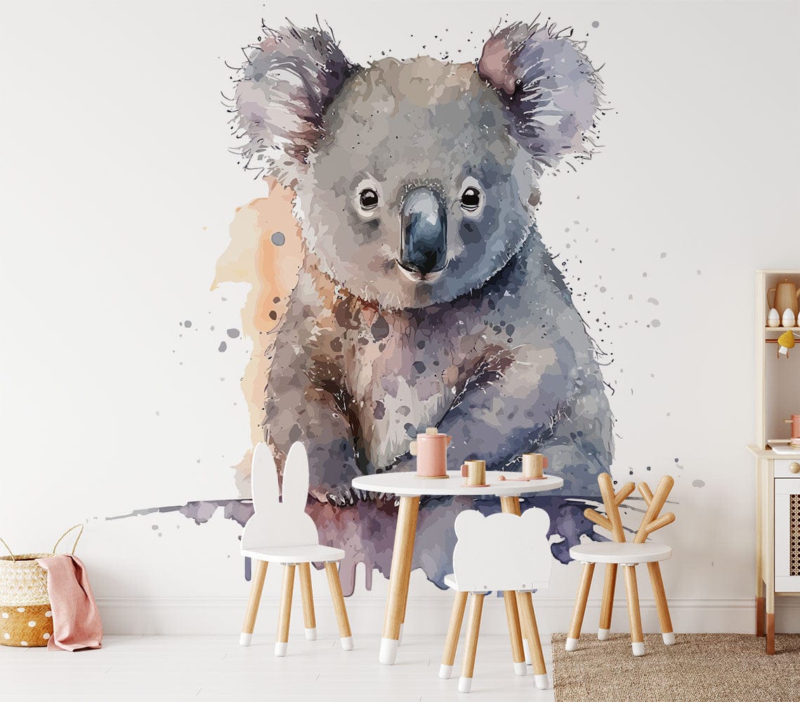 Deuxième vue du papier peint koala mignon dans une chambre d'enfant