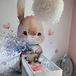 Troisième vue du papier peint lapin love dans une chambre de bébé