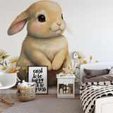 Papier peint panoramique lapin mignon illustré, dans une chambre d'enfant