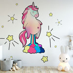 Deuxième vue du papier peint licorne kawaii dans une chambre de fille