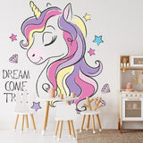 Deuxième vue du papier peint licorne miss kawaii dans une chambre de fille