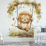 Deuxième vue du papier peint lion balançoire dans une chambre d'enfant
