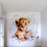 Troisième vue du papier peint lion dans une chambre d'enfant