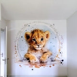 Troisième vue du papier peint lion dans une chambre d'enfant