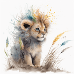 Troisième vue du papier peint lion crinière multicolore dans une chambre d'enfant
