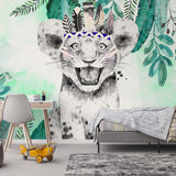 Quatrième vue du papier peint lionceaux bubble gum foret dans une chambre d'enfant