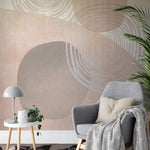 Papier peint panoramique minimaliste illustré, dans une chambre adulte