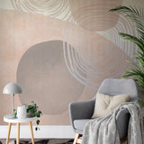 Papier peint panoramique minimaliste illustré, dans une chambre adulte