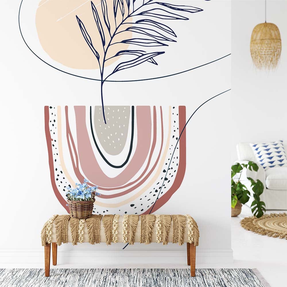 Papier peint panoramique olivier & terre illustré, dans une chambre adulte