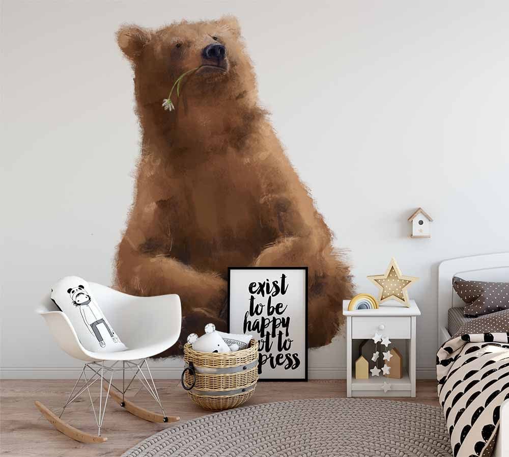 Deuxième vue du papier peint ours 2 dans une chambre d'enfant