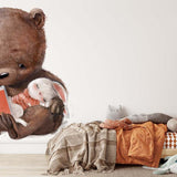 Papier peint panoramique ours illustré, dans une chambre de bébé