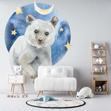 Deuxième vue du papier peint ours lune dans une chambre d'enfant