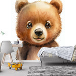 Papier peint panoramique ourson love illustré, dans une chambre d'enfant