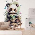 Deuxième vue du papier peint panda dans une chambre de bébé