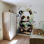 Troisième vue du papier peint panda dans une chambre de bébé