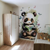 Troisième vue du papier peint panda dans une chambre de bébé