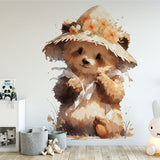 Papier peint panoramique panda chapeau illustré, dans une chambre d'enfant