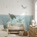 Papier peint panoramique fonds marins nouvel univers illustré, dans une chambre d'enfant