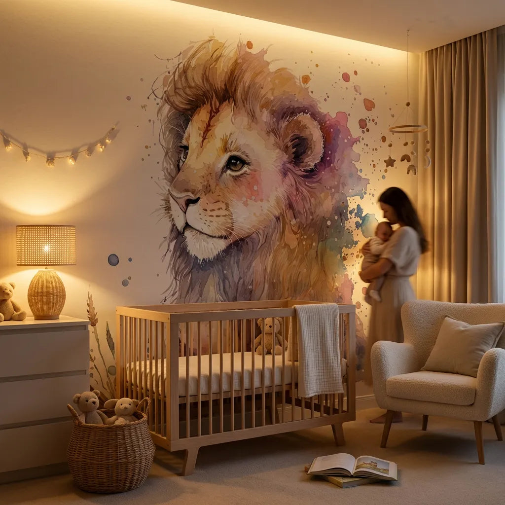 Deuxième vue du papier peint panoramique gardien dans une chambre d'enfant