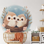Papier peint panoramique heureux comme des amoureux illustré, dans une chambre d'enfant