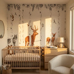 Quatrième vue du papier peint panoramique sous les branches dans une chambre d'enfant