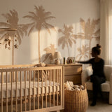 Quatrième vue du papier peint panoramique sous les palmiers sieste dans une chambre d'enfant
