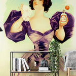 Papier peint panoramique portrait vintage illustré, dans une chambre adulte