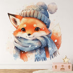 Deuxième vue du papier peint renard bonnet dans une chambre d'enfant