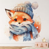 Deuxième vue du papier peint renard bonnet dans une chambre d'enfant