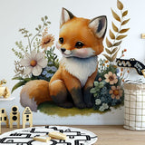 Deuxième vue du papier peint renard mignon champs dans une chambre d'enfant
