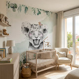 Quatrième vue du papier peint savane appel dans une chambre d'enfant