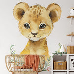 Deuxième vue du papier peint savane lion dans une chambre d'enfant