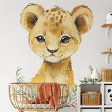 Deuxième vue du papier peint savane lion dans une chambre d'enfant