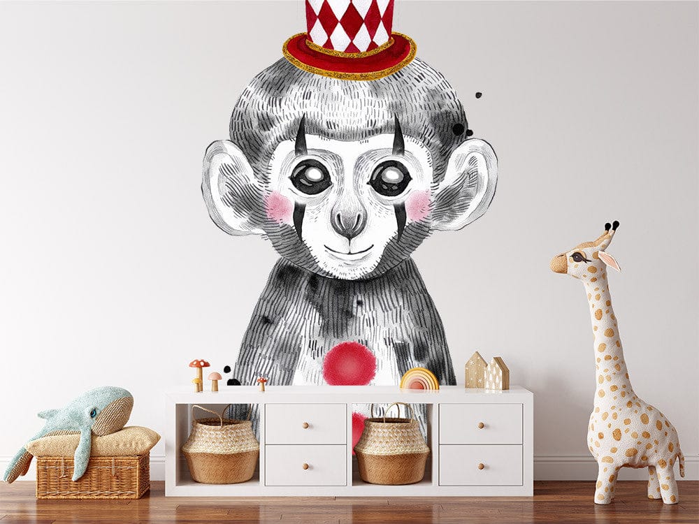 Deuxième vue du papier peint singe dans une chambre de bébé