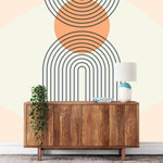 Papier peint panoramique soleil palm springs illustré, dans une chambre adulte